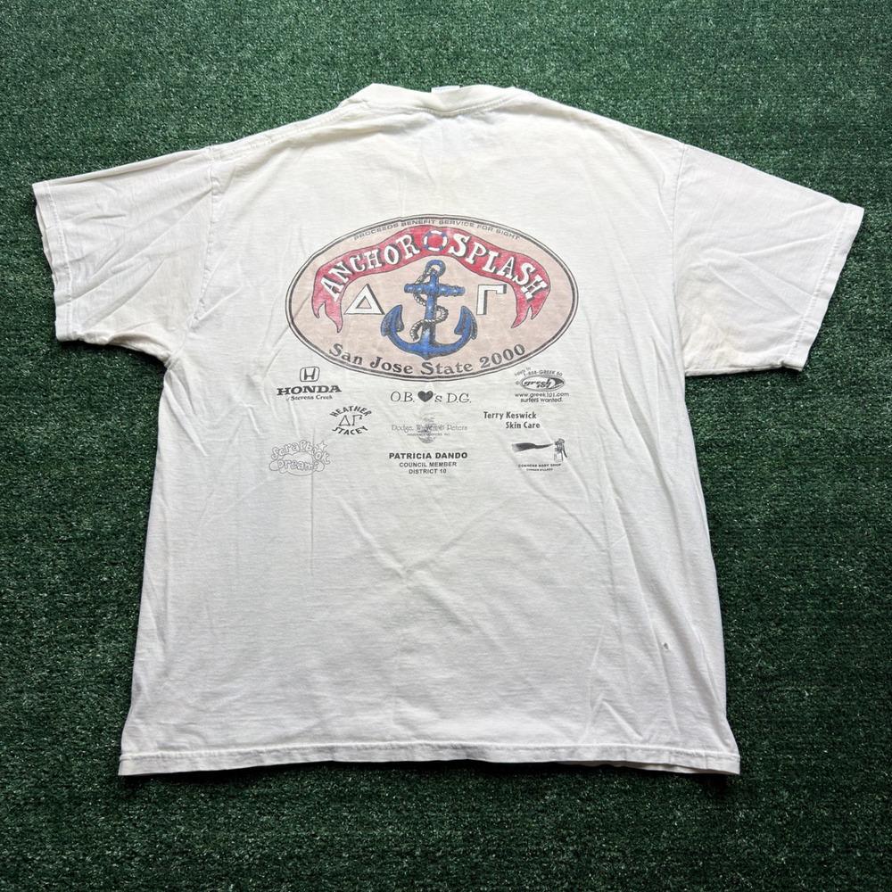 Vintage 2000 San Jose State Anchor Splash Delta Gamma T-Shirt White XL SJSU Y2K